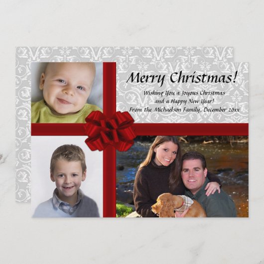 ギフェイクフトボックス、3枚の写真付きクリスマスグリーティングカード シーズンカード (正面/裏面)