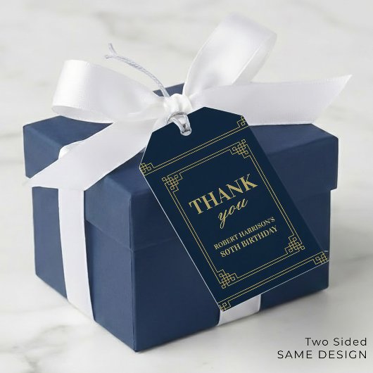 ギフタグ おしゃれ ネイビー ゴールド 80歳の誕生日 ありがとう ギフトタグ