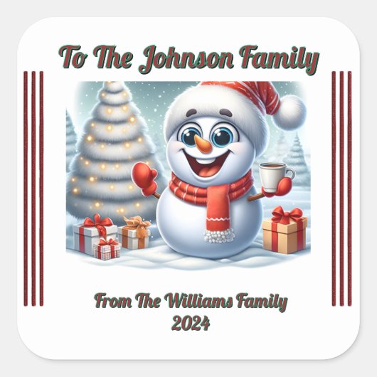 ギフティング用クリスマスススススクエアステッカー スクエアシール (正面)