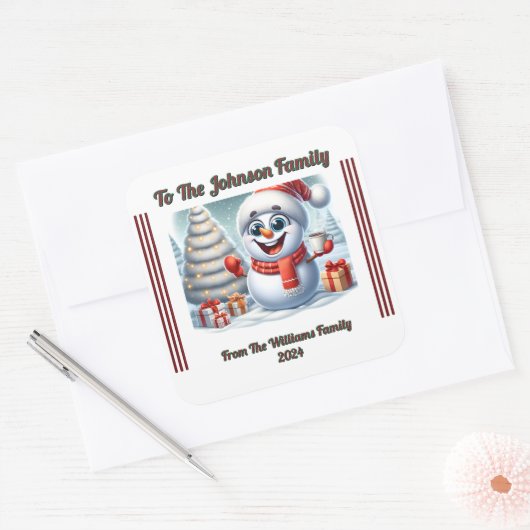 ギフティング用クリスマスススススクエアステッカー スクエアシール (封筒)