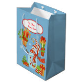 ギフトおもしろいパッケージの雪だるまクリスマス ミディアムペーパーバッグ (裏面アングル)