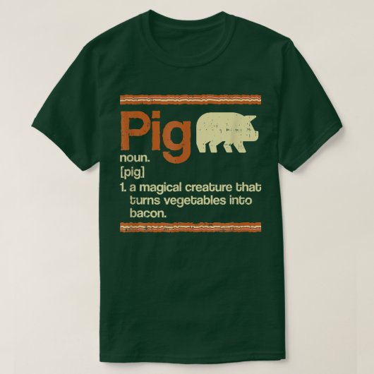 ギフトおもしろいベーコンとピグの定義 Tシャツ (デザイン正面)