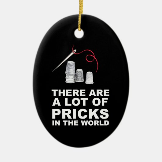 ギフトおもしろい裁縫キルターが世界にピカピカ セラミックオーナメント (正面)