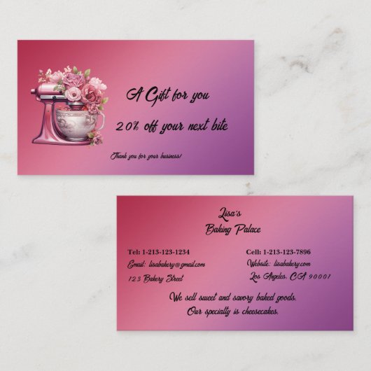 ギフトお前。次の一口から20%!割引カード 割引カード (正面/裏面)