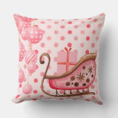 ギフトかわいらしパッケージ付きピンクのクリスマスそり クッション (正面)