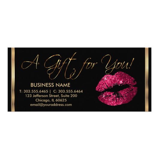 ギフトかわいらし券ホットピンク💋口紅 ラックカード (正面)