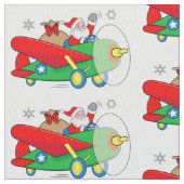ギフトが付いているサンタの飛んでいるな飛行機 ファブリック (クローズアップ)