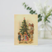 ギフトが付いているサンタ-ヴィンテージのクリスマスの挨拶状 シーズンポストカード (スタンド正面)