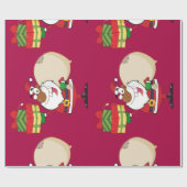 ギフトが付いている黒いサンタ ラッピングペーパー (フラット)