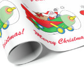 ギフトで満ちている飛行機を飛ばしているサンタクロース ラッピングペーパー (ロールコーナー)