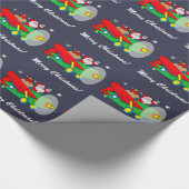 ギフトで満ちている飛行機を飛ばしているサンタクロース ラッピングペーパー (角)