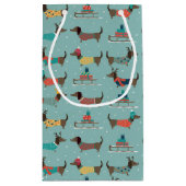 ギフトとそりパターン付きホリデーダックスシャンド スモールペーパーバッグ (裏面)