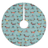 ギフトとそりパターン付きホリデーダックスシャンド ブラッシュドポリエステルツリースカート (正面)