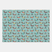 ギフトとそりパターン付きホリデーダックスシャンド ラッピングペーパーシート (正面2)