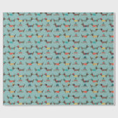 ギフトとそりパターン付きホリデーダックスシャンド ラッピングペーパー (フラット)