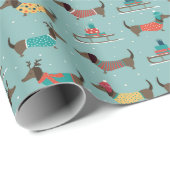ギフトとそりパターン付きホリデーダックスシャンド ラッピングペーパー (ロールコーナー)