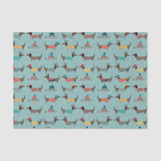 ギフトとそりパターン付きホリデーダックスシャンド 薄葉紙 (正面)