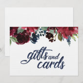 ギフトとカードのサイン ネイビー ウォーターカラー フォント 招待状 (正面/裏面)