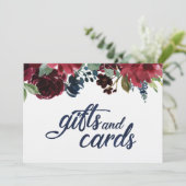 ギフトとカードのサイン ネイビー ウォーターカラー フォント 招待状 (スタンド正面)