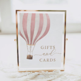 ギフトとカードピンクホットエアバルーン赤ちゃんシャワー ポスター