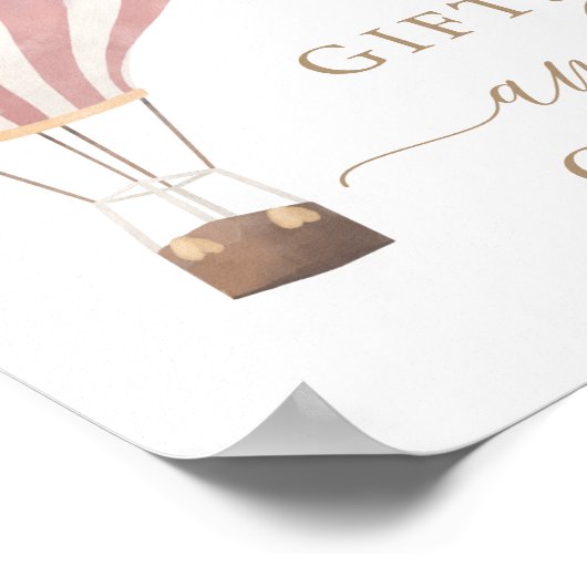 ギフトとカードピンクホットエアバルーン赤ちゃんシャワー ポスター (角)