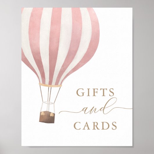 ギフトとカードピンクホットエアバルーン赤ちゃんシャワー ポスター (正面)