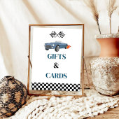 ギフトとカードレースカー赤ちゃんシャワーパーティー標識 ポスター