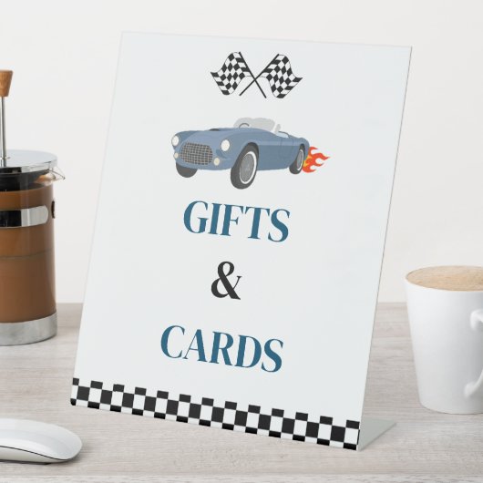 ギフトとカードレースカー赤ちゃんシャワーパーティー標識 台座サイン (インサイチュ)