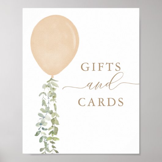 ギフトとカード署名金ゴールドバルーンベビーシャワー ポスター (正面)