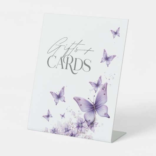 ギフトとカード蝶ブライダルシャワー 台座サイン (正面)