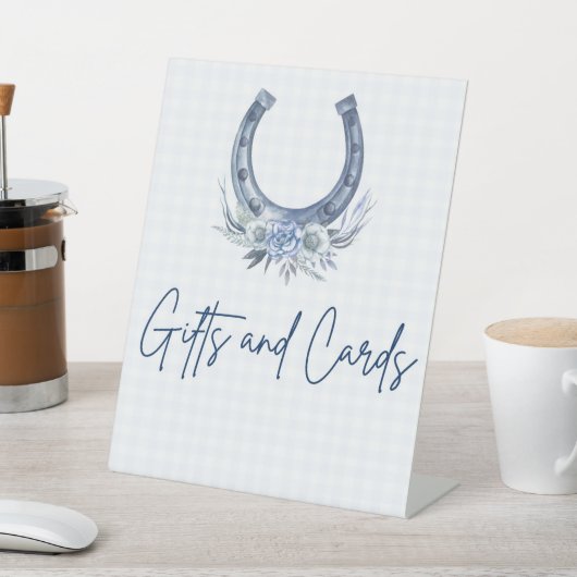 ギフトとカード馬蹄形の標識 台座サイン (インサイチュ)