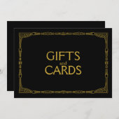 「ギフトとカード」ゴールドアートデコスタイルのウェディングサイン 招待状 (正面/裏面)