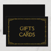 「ギフトとカード」ゴールドアートデコスタイルの結婚式看板 招待状 (正面/裏面)