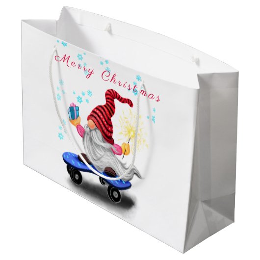 ギフトとスパーカーとのハッピーなスケーター格言-おもしろい- ラージペーパーバッグ (裏面アングル)