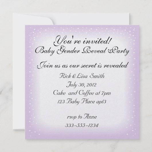 ギフトとバルーンベビー性別パーティー招待を表示 招待状 (裏面)