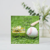 ギフトとボールのある野球のクリスマス シーズンカード (スタンド正面)