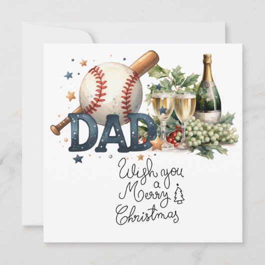 ギフトとボールのある野球のクリスマス シーズンカード (正面)