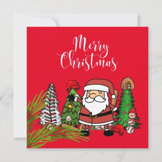 ギフトとボールのある野球のクリスマス シーズンカード (正面)