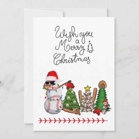 ギフトとボールのある野球のクリスマス シーズンカード (正面)