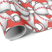 ギフトとボールのある野球のクリスマス ラッピングペーパー (ロールコーナー)