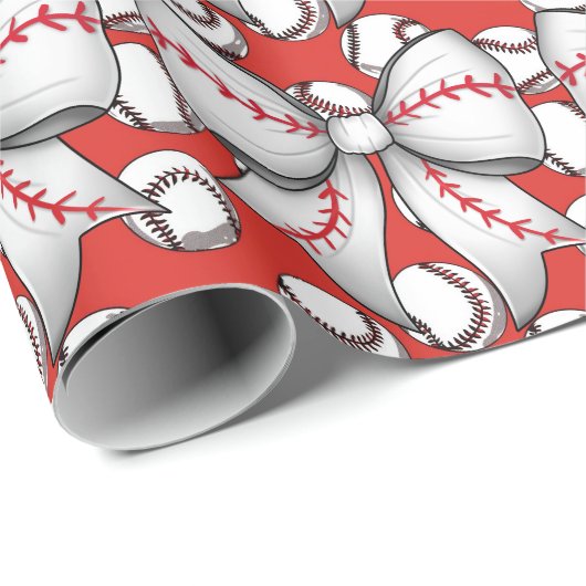 ギフトとボールのある野球のクリスマス ラッピングペーパー (ロールコーナー)