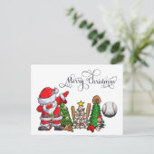 ギフトとボールホリデー付き野球クリスマス シーズンポストカード (スタンド正面)