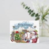 ギフトとボールホリデー付き野球クリスマス シーズンポストカード (スタンド正面)