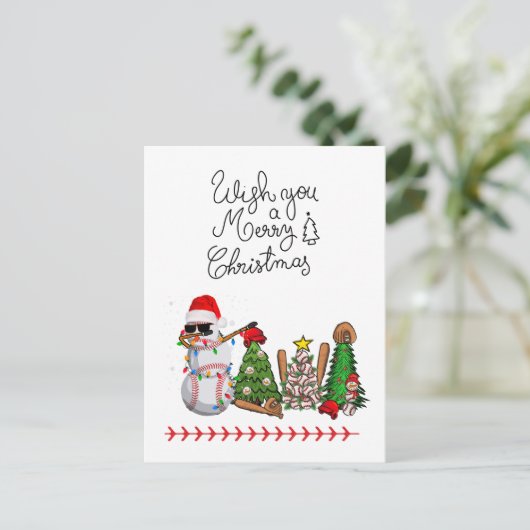 ギフトとボールホリデーCと野球クリスマス シーズンポストカード (スタンド正面)