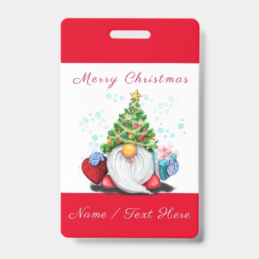 ギフトと共にクリスマスカスタムネームバッジ バッジ (正面)
