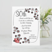 ギフトと花の30歳の誕生日パーティー招待状 招待状 (スタンド正面)