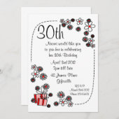 ギフトと花の30歳の誕生日パーティー招待状 招待状 (正面/裏面)
