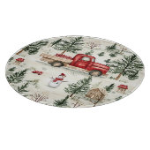 ギフトと雪だるまの赤いトラック カッティングボード (角)