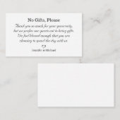 ギフトなし喜んで結婚式のギフトのミニマリストに注意 エンクロージャーカード (正面/裏面)