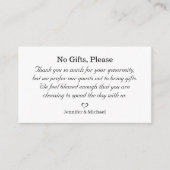 ギフトなし喜んで結婚式のギフトのミニマリストに注意 エンクロージャーカード (正面)